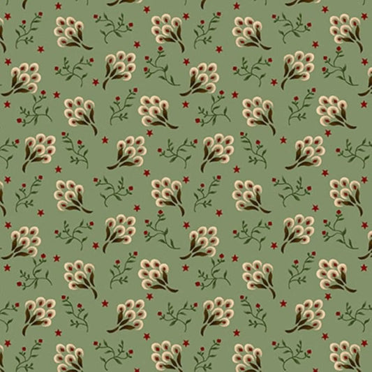 Quiet Grace - Clover Blossoms Aqua - By Kim Diehl for Henry Glass Fabrics - Fabric Off the Bolt (Sizes in Description below)