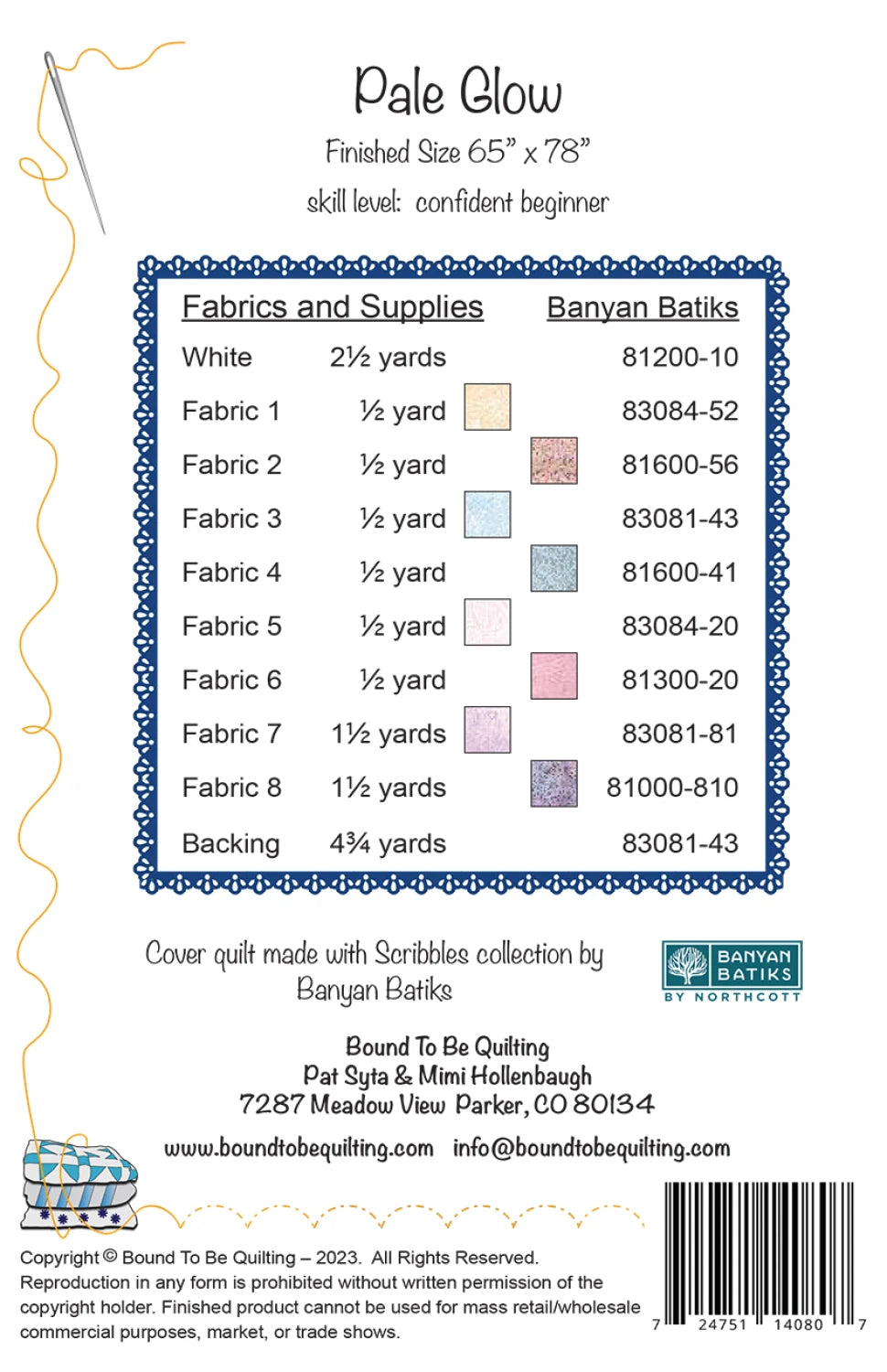 Pale Glow by Bound to Be Quilting - Paper Pattern