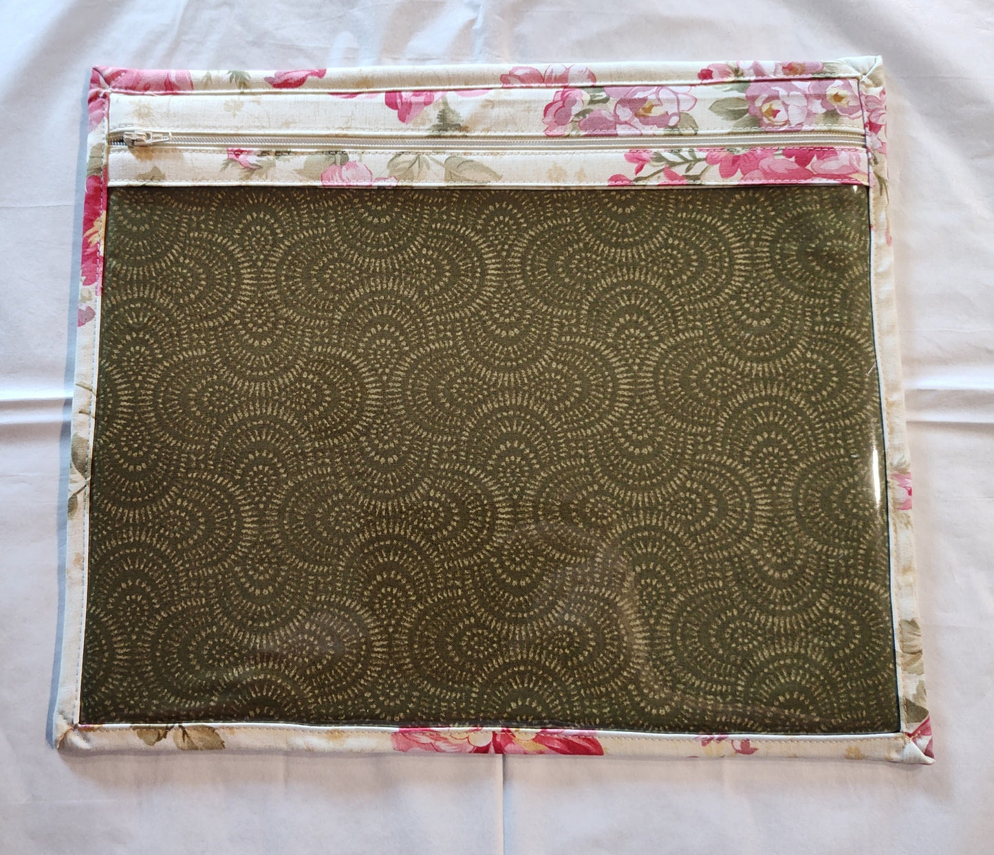 Project Bag-Green inside with Rose Fabric Accent