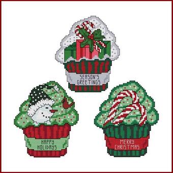 Christmas Cupcakes Trio - Cross Stitch Wonders