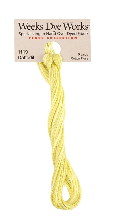 Daffodil #1119 by Weeks Dye Works- 5 yds Hand-Dyed, 6 Strand 100% Cotton Cross Stitch Embroidery Floss