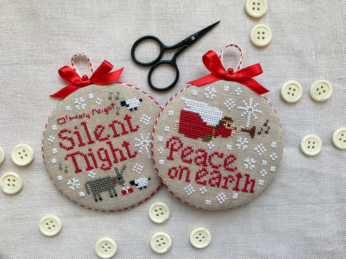 Joyful Christmas Ornaments - Stitches by Ethel