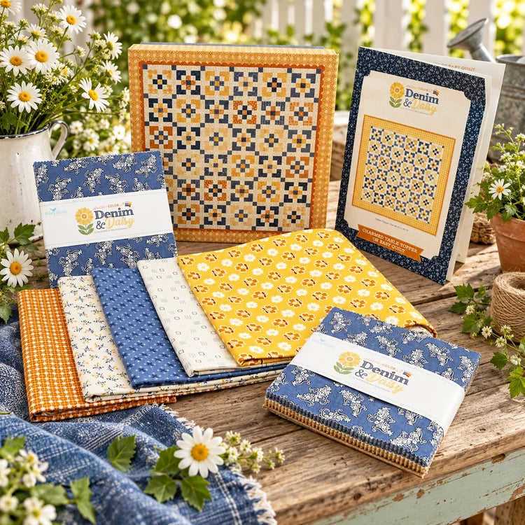 Denim & Daisy Charmed Table Topper or Baby Quilt Kit by Lori Holt for Riley Blake