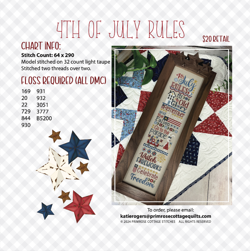 PRE-ORDER 4th of July Rules - Primrose Cottage Stitches