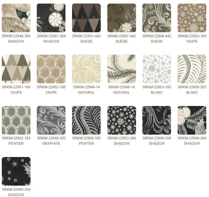 Holiday Flourish - Peppermint Twist - Graphite Colorstory by Robert Kaufman  2.5" Strips