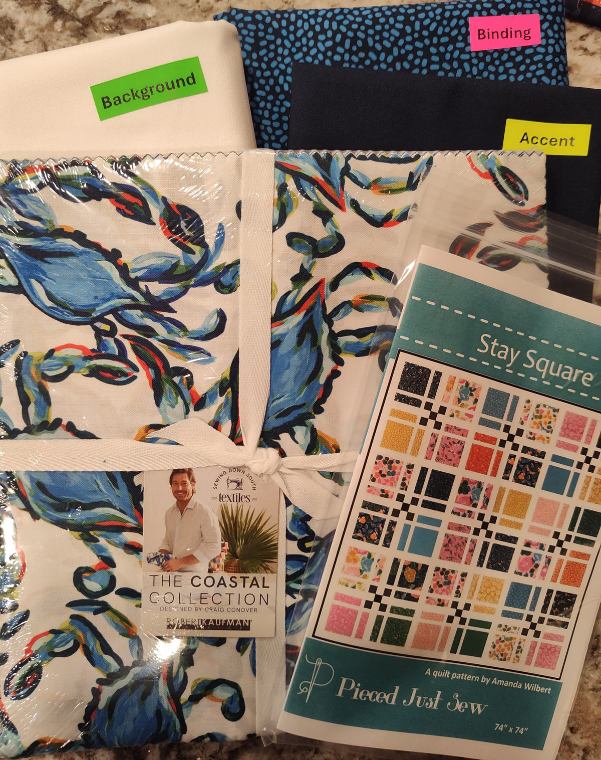 Stay Square Quilt Kit featuring the Coastal Collection by Craig Conover for Robert Kaufman