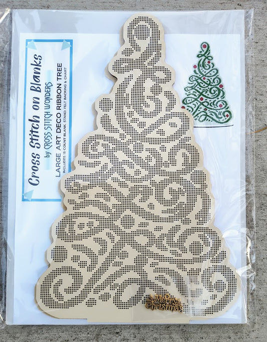 Large Art Deco Ribbon Tree- by Cross Stitch Won (15Ct Blank and Pattern)