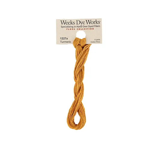 Turmeric #1227a by Weeks Dye Works- 5 yds Hand-Dyed, 6 Strand 100% Cotton Cross Stitch Embroidery Floss