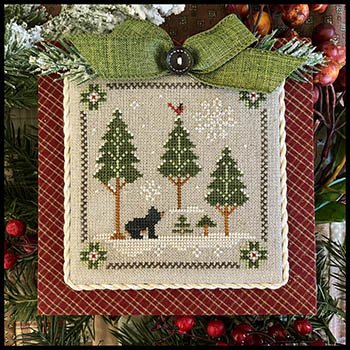 Log Cabin "In the Woods Bear", Log Cabin Christmas #4 - Little House Needleworks - Cross Stitch Pattern