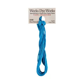 Blue Bonnet #2339 by Weeks Dye Works- 5 yds Hand-Dyed, 6 Strand 100% Cotton Cross Stitch Embroidery Floss