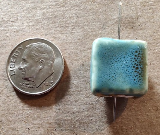 Needleminder- Blue Clay with Black Specks w/needle hole
