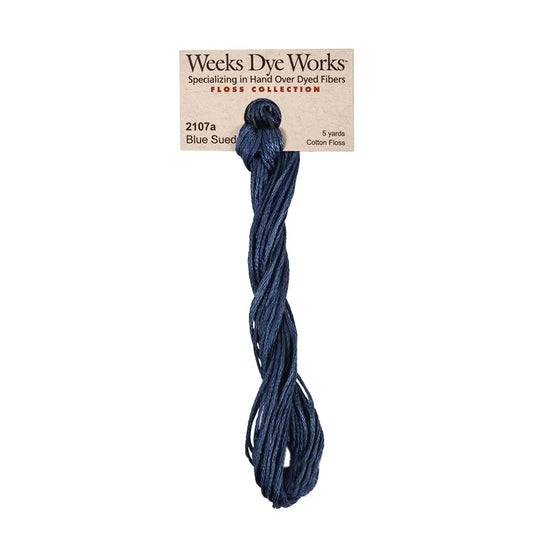 Blue Suede #2107a by Weeks Dye Works- 5 yds Hand-Dyed, 6 Strand 100% Cotton Cross Stitch Embroidery Floss