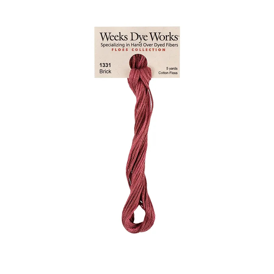 Brick #1331 by Weeks Dye Works- 5 yds Hand-Dyed, 6 Strand 100% Cotton Cross Stitch Embroidery Floss