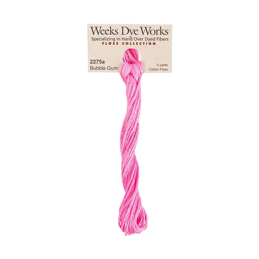 Bubble Gum #2275a by Weeks Dye Works- 5 yds Hand-Dyed, 6 Strand 100% Cotton Cross Stitch Embroidery Floss