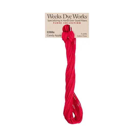 Candy Apple #2268a by Weeks Dye Works- 5 yds Hand-Dyed, 6 Strand 100% Cotton Cross Stitch Embroidery Floss