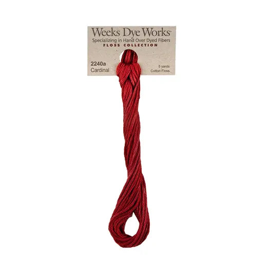 Cardinal #2240a by Weeks Dye Works- 5 yds Hand-Dyed, 6 Strand 100% Cotton Cross Stitch Embroidery Floss