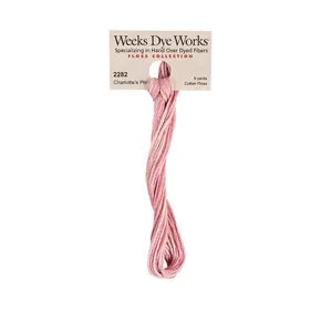 Charlotte's Pink #2282 by Weeks Dye Works- 5 yds Hand-Dyed, 6 Strand 100% Cotton Cross Stitch Embroidery Floss