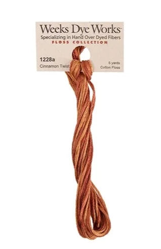 Cinnamon Twist #1228a by Weeks Dye Works- 5 yds Hand-Dyed, 6 Strand 100% Cotton Cross Stitch Embroidery Floss