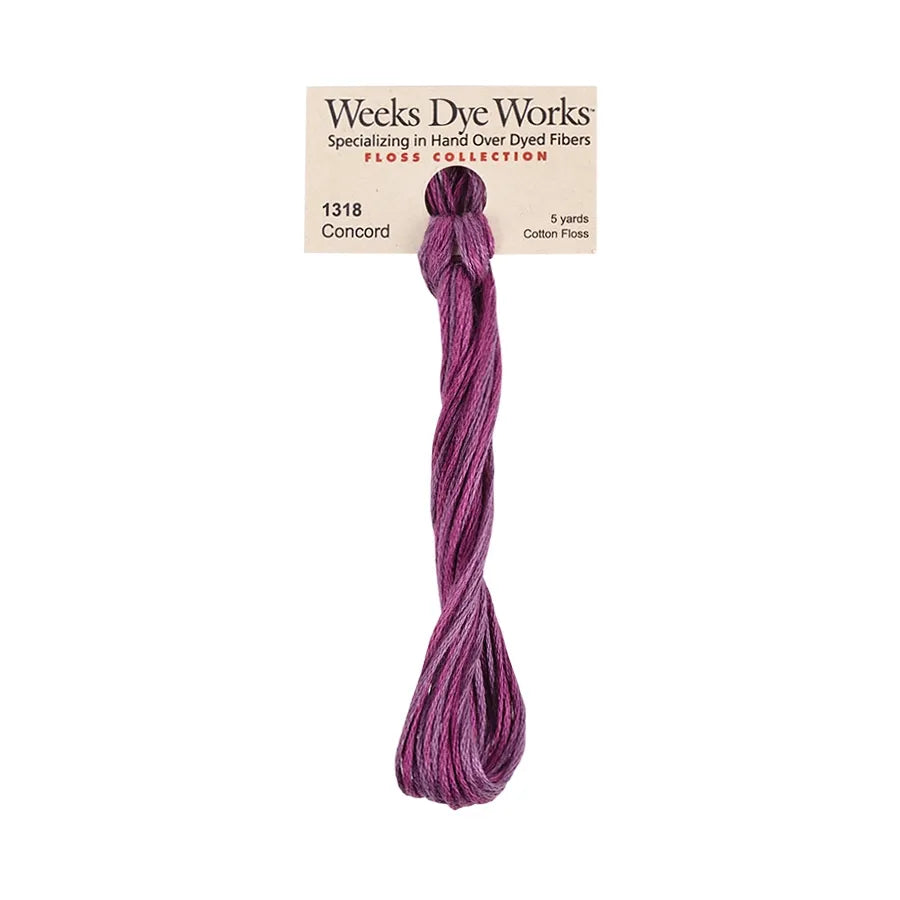 Concord #1318 by Weeks Dye Works- 5 yds Hand-Dyed, 6 Strand 100% Cotton Cross Stitch Embroidery Floss