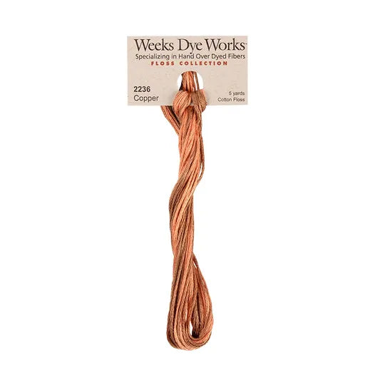 Copper #2236 by Weeks Dye Works- 5 yds Hand-Dyed, 6 Strand 100% Cotton Cross Stitch Embroidery Floss