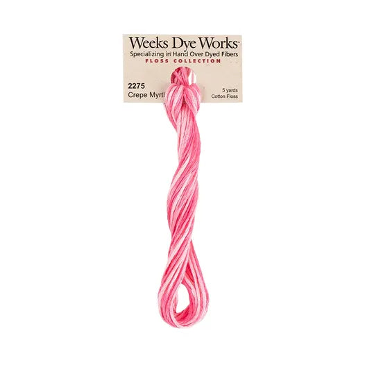 Crepe Myrtle #2275 by Weeks Dye Works- 5 yds Hand-Dyed, 6 Strand 100% Cotton Cross Stitch Embroidery Floss