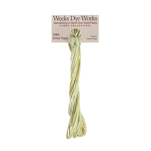 Dried Sage #1191 by Weeks Dye Works- 5 yds Hand-Dyed, 6 Strand 100% Cotton Cross Stitch Embroidery Floss