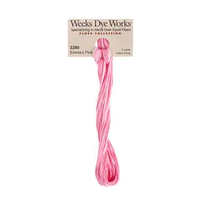 Emma's Pink #2280 by Weeks Dye Works- 5 yds Hand-Dyed, 6 Strand 100% Cotton Cross Stitch Embroidery Floss