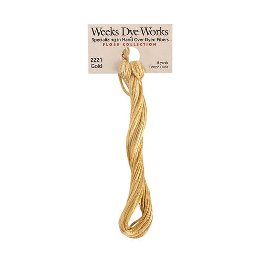 Gold #2221 by Weeks Dye Works- 5 yds Hand-Dyed, 6 Strand 100% Cotton Cross Stitch Embroidery Floss