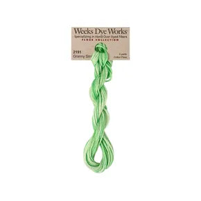 Granny Smith #2191 by Weeks Dye Works- 5 yds Hand-Dyed, 6 Strand 100% Cotton Cross Stitch Embroidery Floss