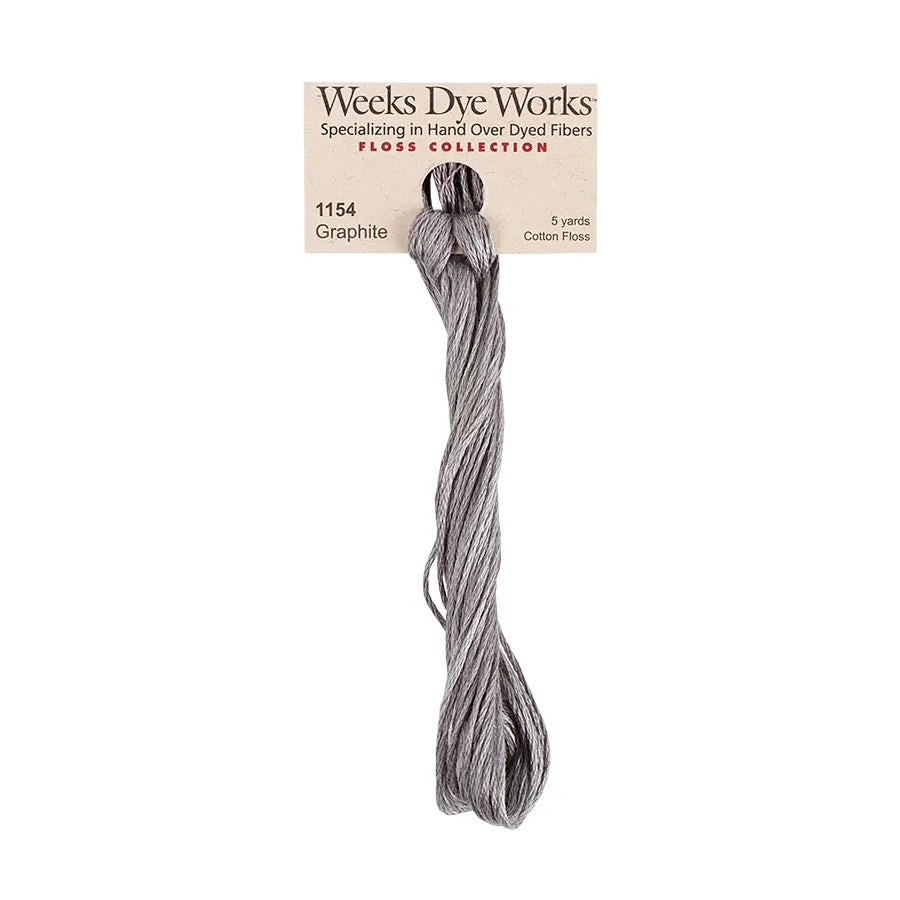 Graphite #1154 by Weeks Dye Works- 5 yds Hand-Dyed, 6 Strand 100% Cotton Cross Stitch Embroidery Floss