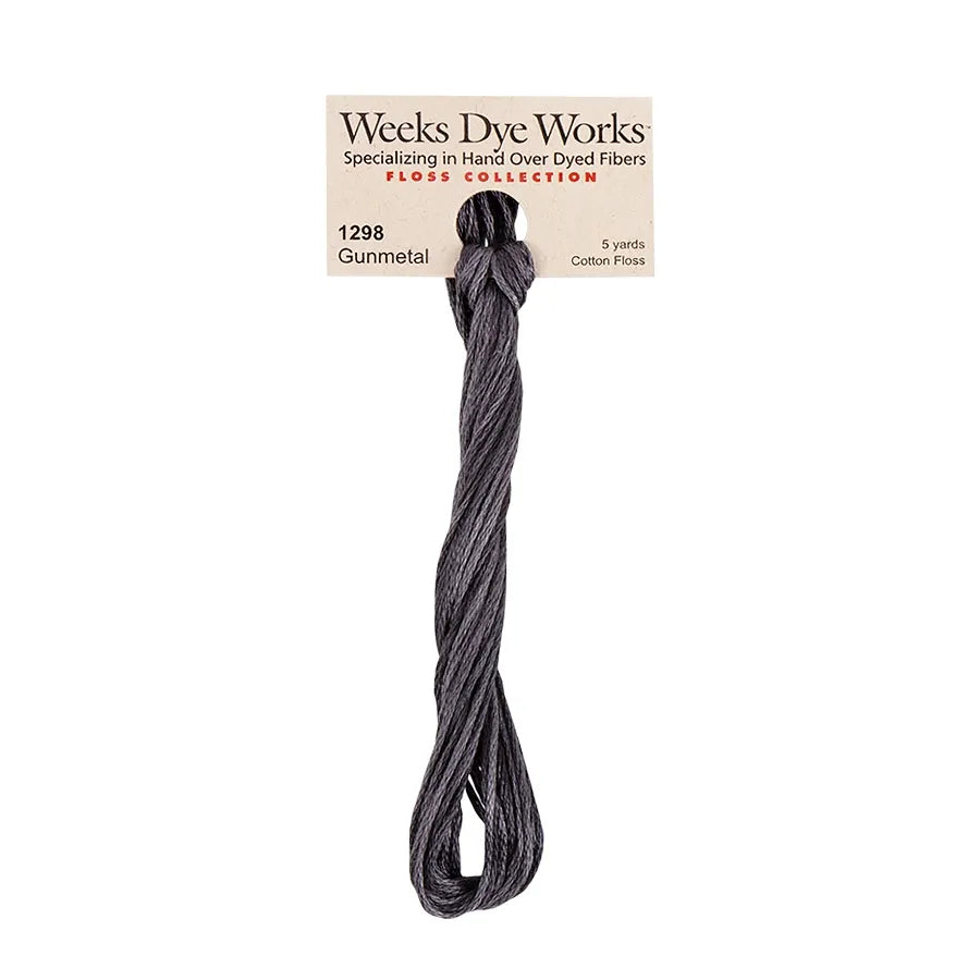 Gunmetal #1298 by Weeks Dye Works- 5 yds Hand-Dyed, 6 Strand 100% Cotton Cross Stitch Embroidery Floss