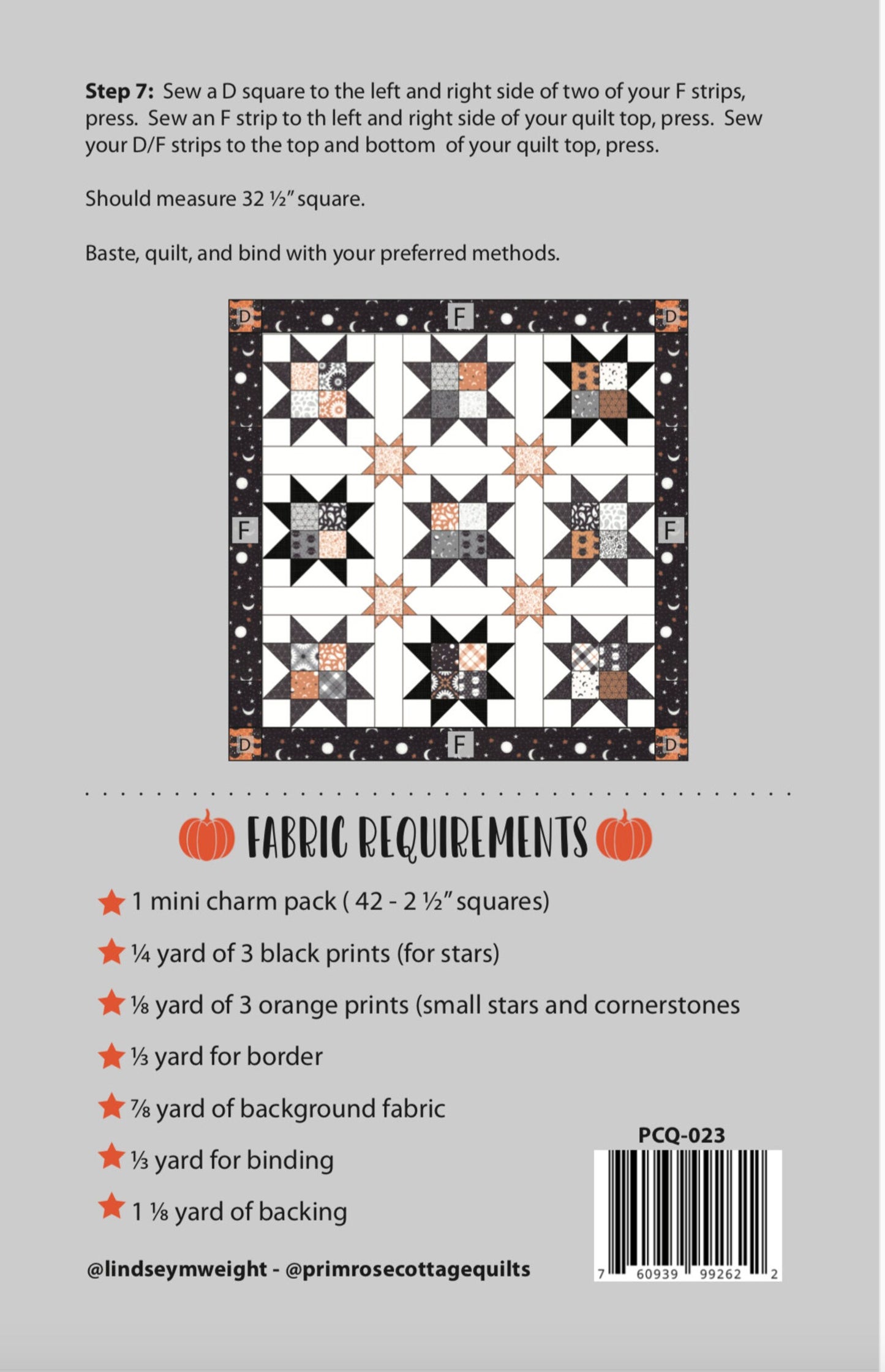 Spooktacular Stars Quilt Pattern by Primrose Cottage Quilts