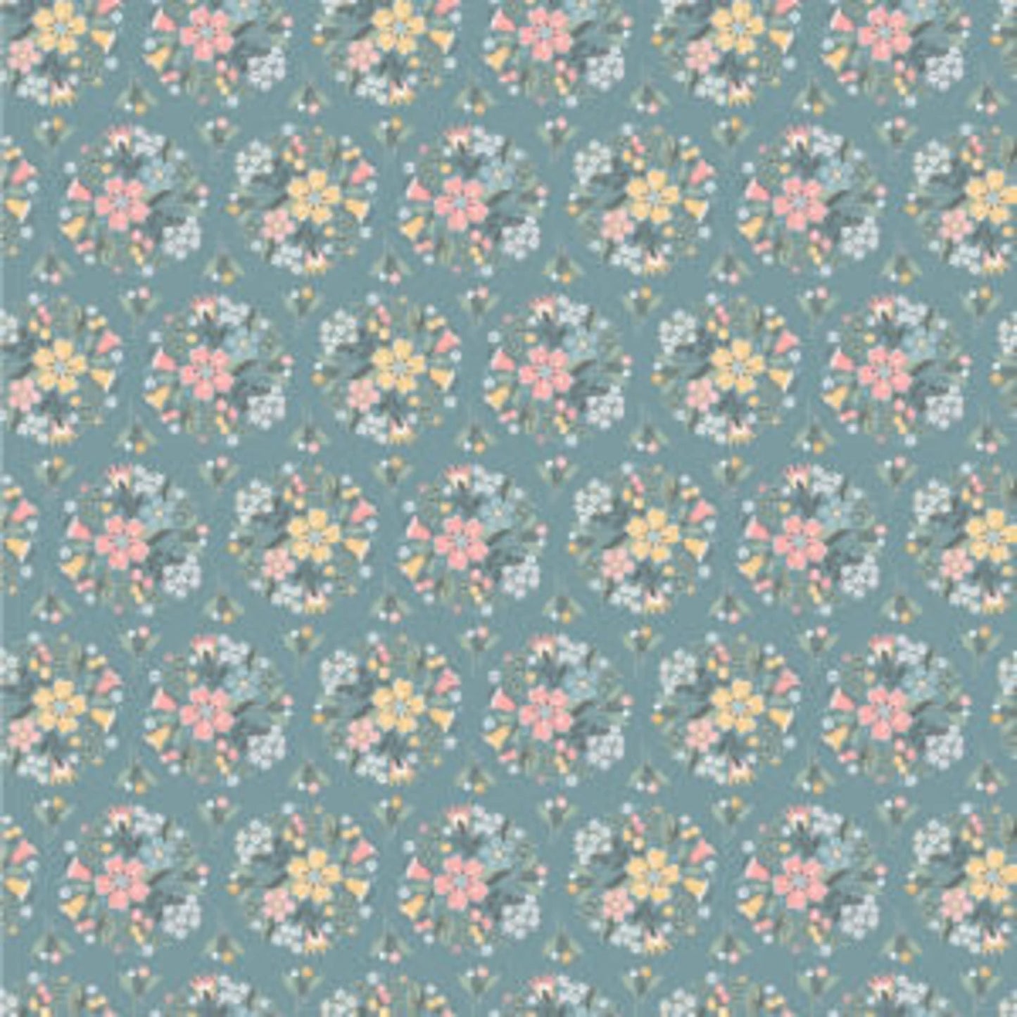 Songbird Serenade by Sheri McCulley for Poppie Cotton Bridal Bouquet Dk Blue- Fabric Off the Bolt