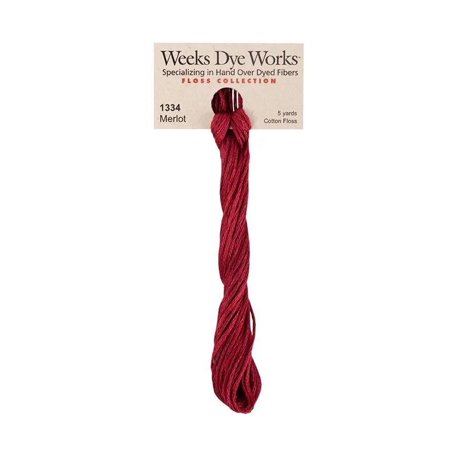 Merlot #1334 by Weeks Dye Works- 5 yds Hand-Dyed, 6 Strand 100% Cotton Cross Stitch Embroidery Floss