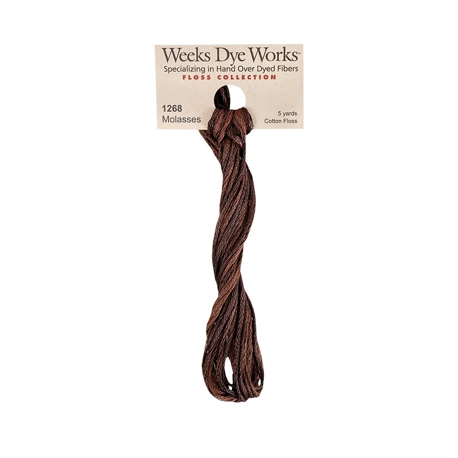 Molasses #1268 by Weeks Dye Works- 5 yds Hand-Dyed, 6 Strand 100% Cotton Cross Stitch Embroidery Floss