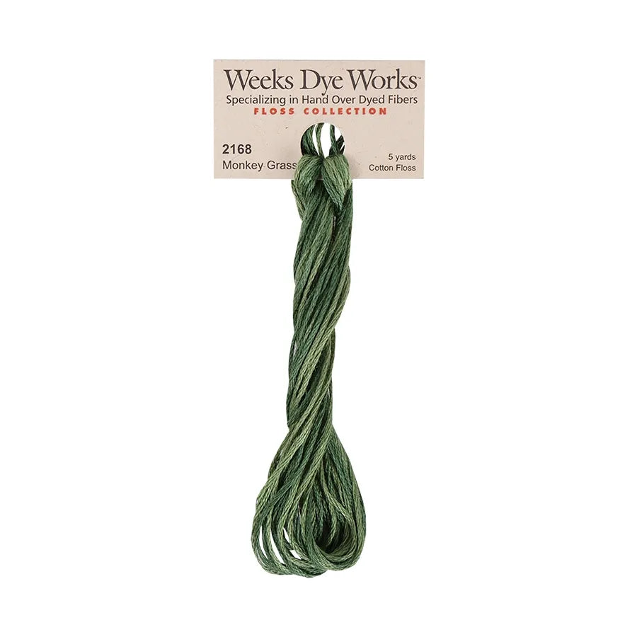 Monkey Grass #2168 by Weeks Dye Works- 5 yds Hand-Dyed, 6 Strand 100% Cotton Cross Stitch Embroidery Floss