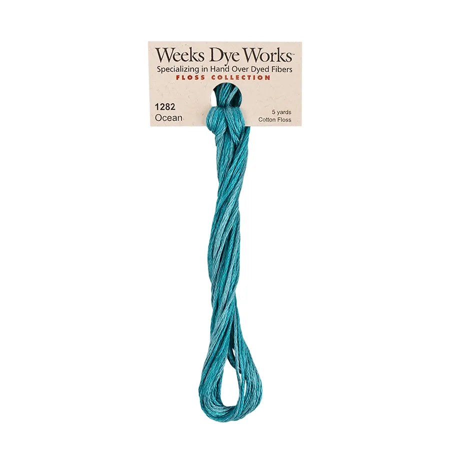 Ocean #1282 by Weeks Dye Works- 5 yds Hand-Dyed, 6 Strand 100% Cotton Cross Stitch Embroidery Floss