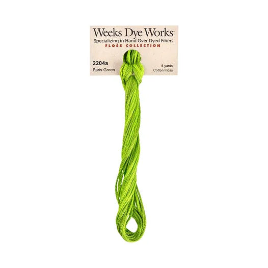 Paris Green #2204a by Weeks Dye Works- 5 yds Hand-Dyed, 6 Strand 100% Cotton Cross Stitch Embroidery Floss