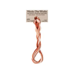 Peach Cobbler #4151 by Weeks Dye Works- 5 yds Hand-Dyed, 6 Strand 100% Cotton Cross Stitch Embroidery Floss