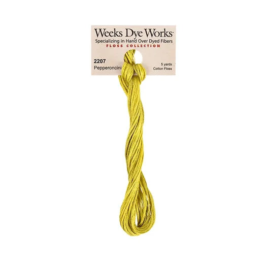 Pepperoncini #2207 by Weeks Dye Works- 5 yds Hand-Dyed, 6 Strand 100% Cotton Cross Stitch Embroidery Floss