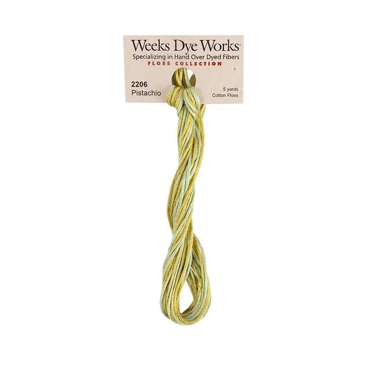 Pistachio #2206 by Weeks Dye Works- 5 yds Hand-Dyed, 6 Strand 100% Cotton Cross Stitch Embroidery Floss