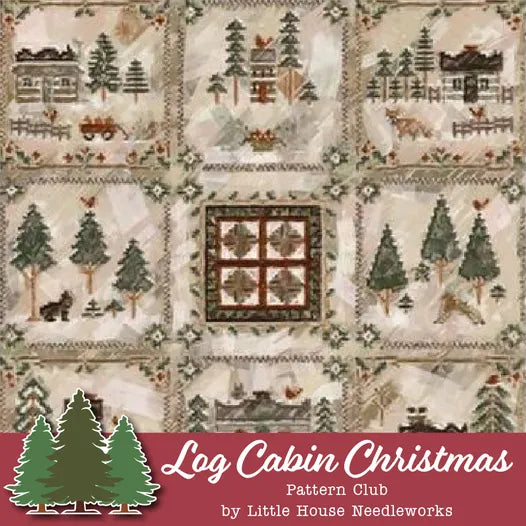 Log Cabin Squirrel, Log Cabin Christmas #1 - Little House Needleworks - Cross Stitch Pattern