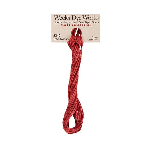 Red Rocks #2240 by Weeks Dye Works- 5 yds Hand-Dyed, 6 Strand 100% Cotton Cross Stitch Embroidery Floss