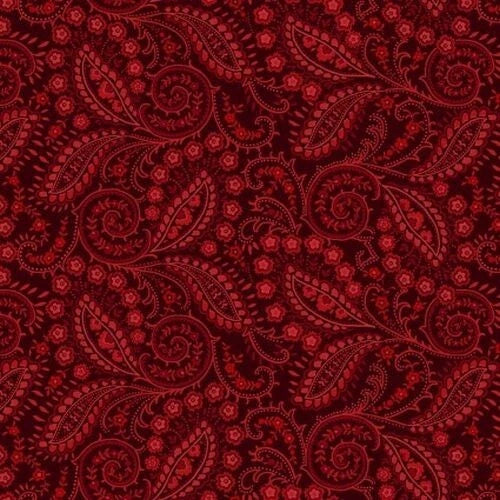 Quiet Grace - Swirled Paisley Cranberry - By Kim Diehl for Henry Glass Fabrics - Fabric Off the Bolt (Sizes in Description below)