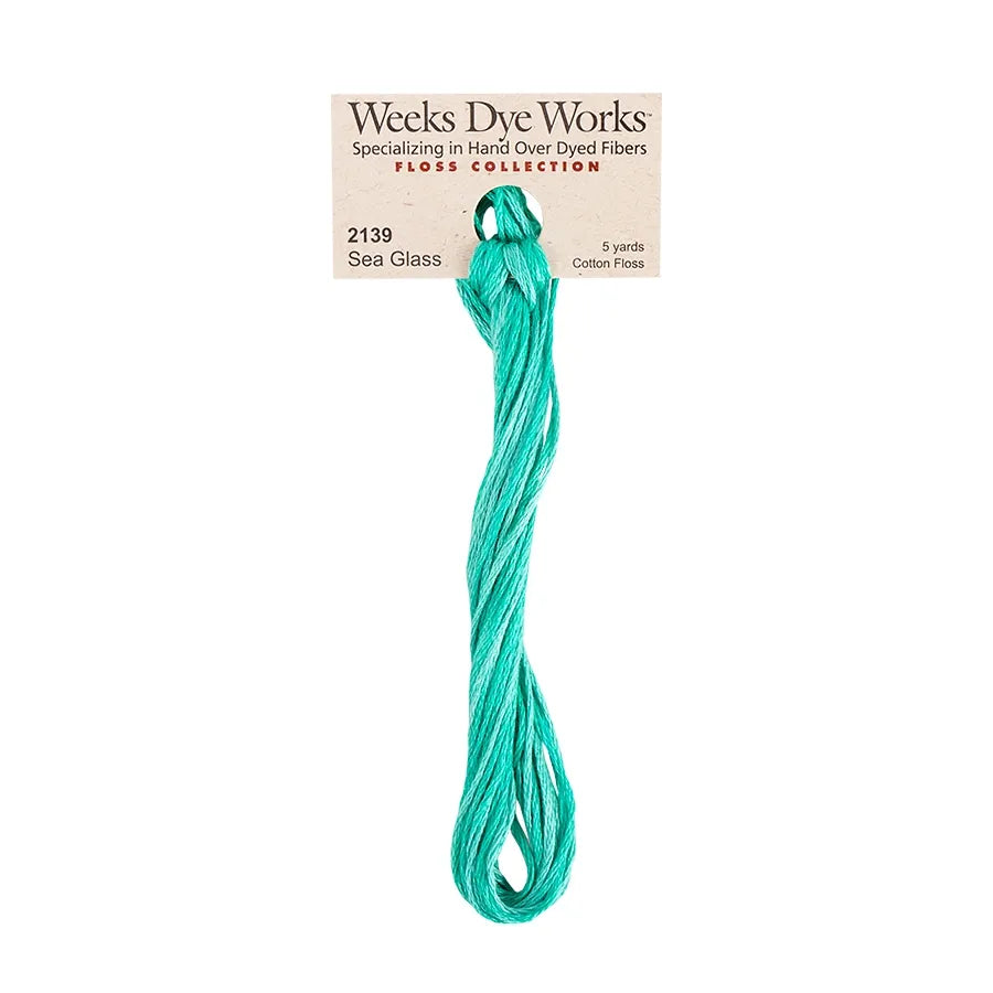 Sea Glass #2139 by Weeks Dye Works- 5 yds Hand-Dyed, 6 Strand 100% Cotton Cross Stitch Embroidery Floss