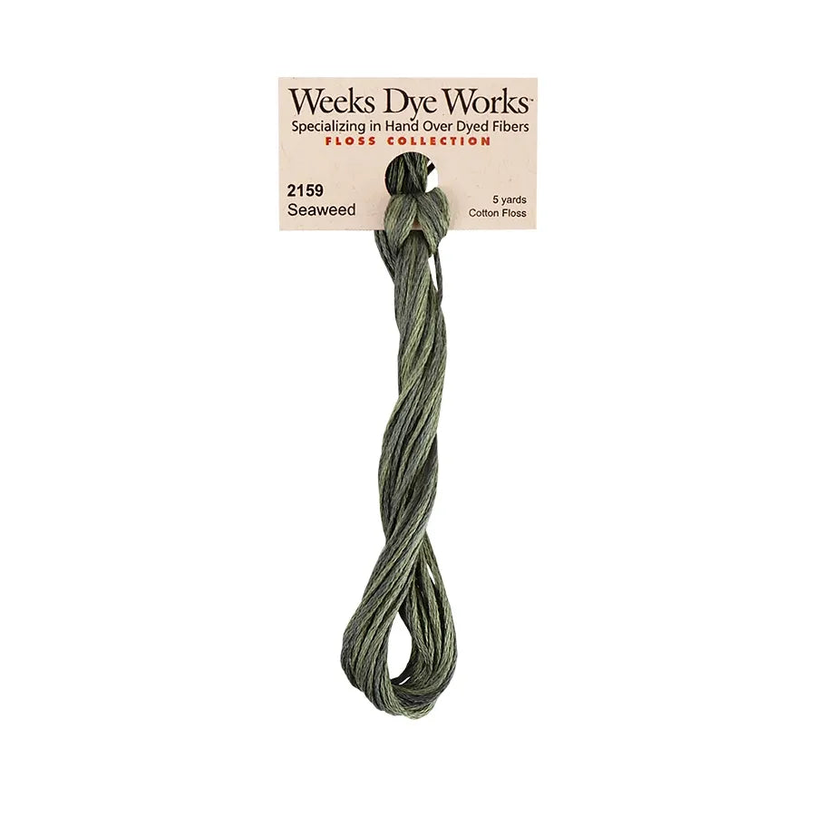 Seaweed #2159 by Weeks Dye Works- 5 yds Hand-Dyed, 6 Strand 100% Cotton Cross Stitch Embroidery Floss