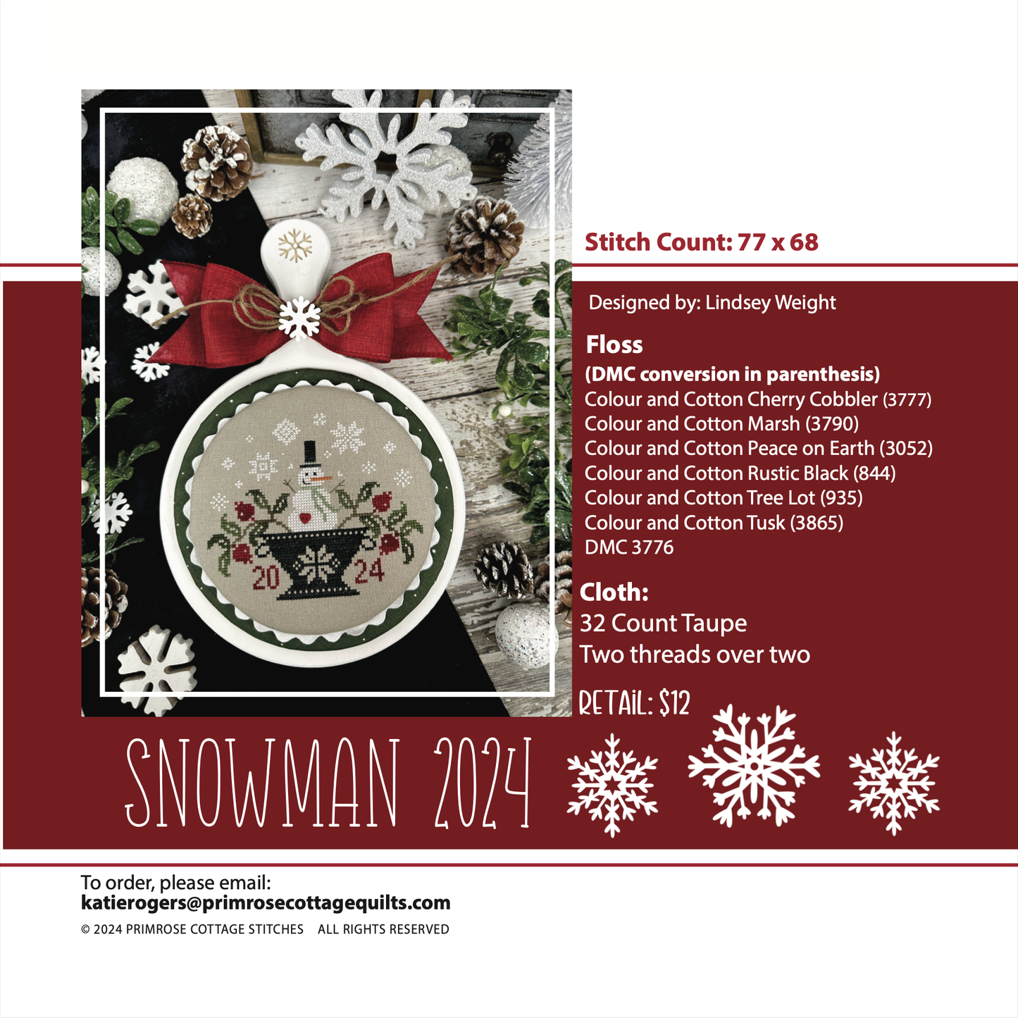 Snowman 2024- Primrose Cottage Stitches