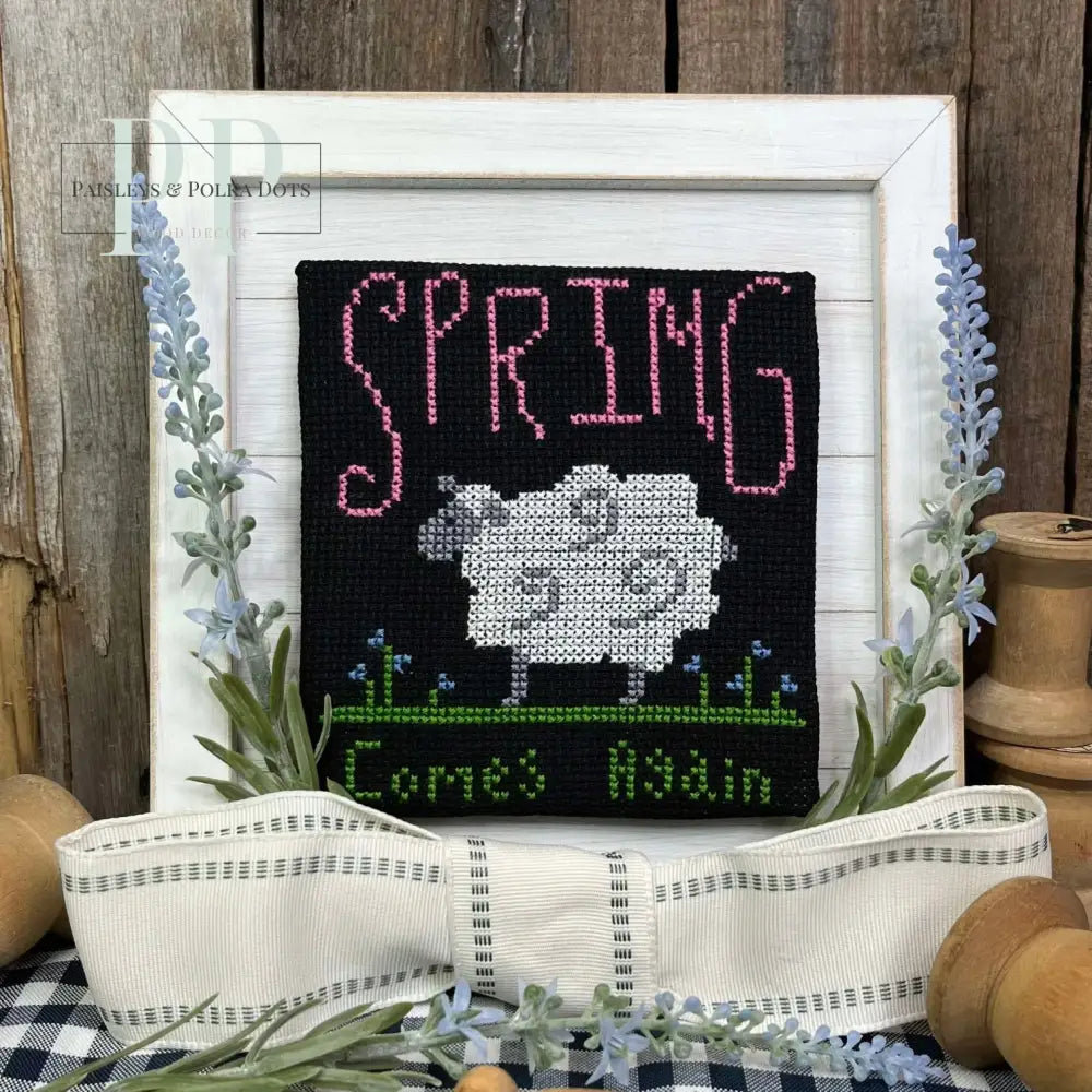 Spring Comes Again Shiplap Frame - Unfinished Wood Display by Paisleys and Polka Dots