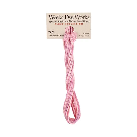 Sweetheart Rose #2279 by Weeks Dye Works- 5 yds Hand-Dyed, 6 Strand 100% Cotton Cross Stitch Embroidery Floss