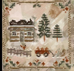 Log Cabin Squirrel, Log Cabin Christmas #1 - Little House Needleworks - Cross Stitch Pattern